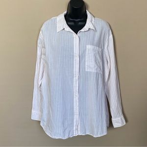 H&M Divided Lightweight Cotton Striped Oversized Button Down Shirt